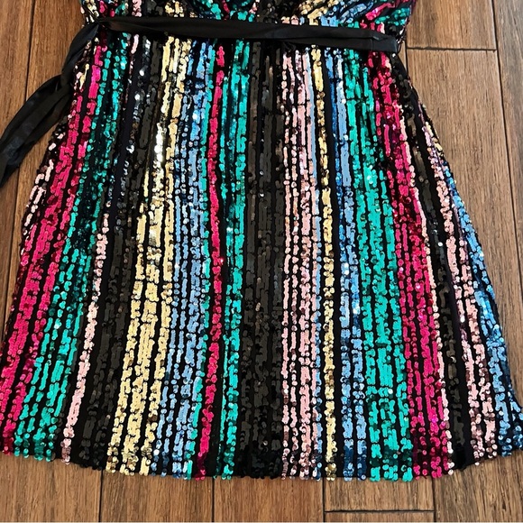 Lane Bryant Rainbow Colorful Sequin Party Dress 18 Glam Disco Sparkly Holiday - Picture 14 of 15